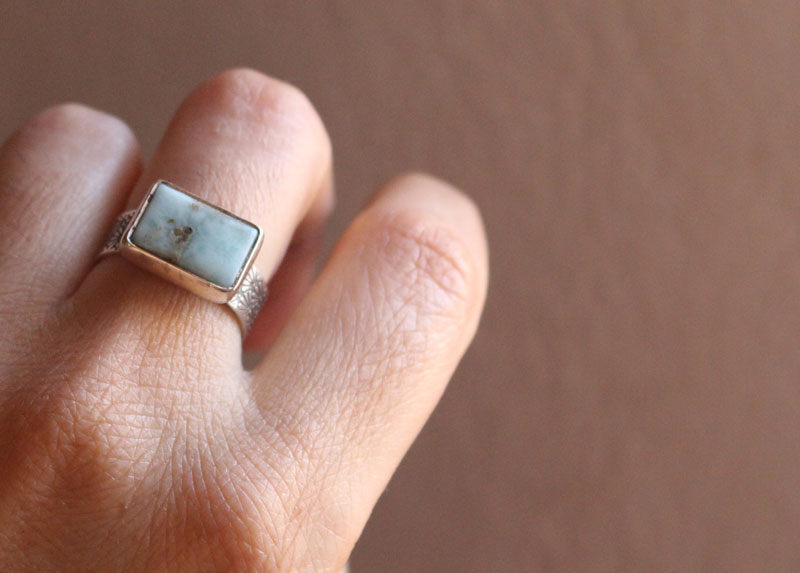 Atlantis, Greek legend ring in sterling silver and larimar