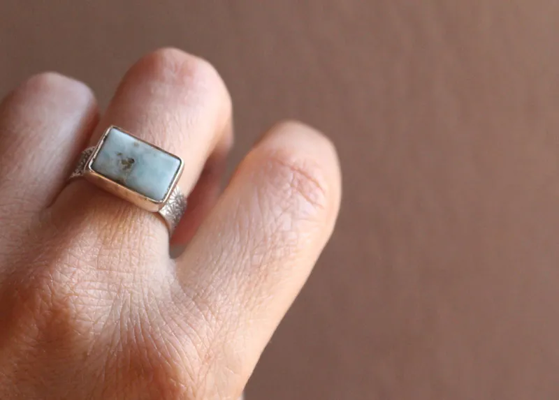 Atlantis, Greek legend ring in sterling silver and larimar