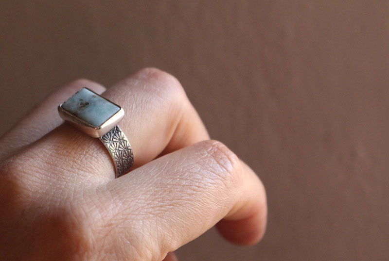 Atlantis, Greek legend ring in sterling silver and larimar
