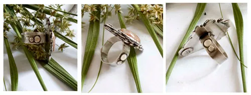 Autumn artichoke, greek legend ring in silver and autumn jasper