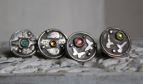 Autumn hedgehog, animal totem ring in silver and citrine