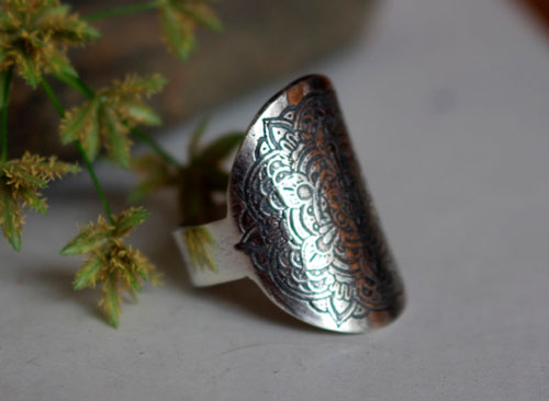 Anoki, flower mandala ring in sterling silver