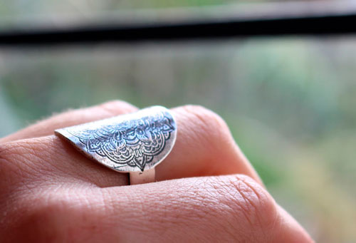 Anoki, flower mandala ring in sterling silver