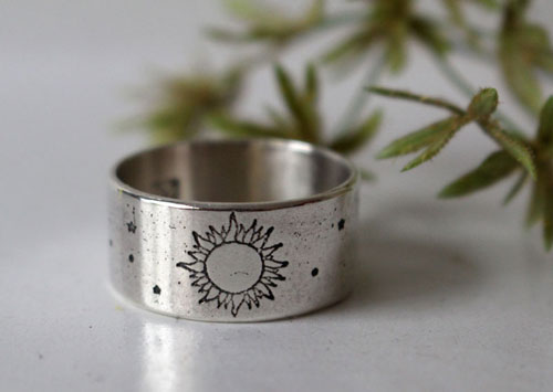 Apollo, Greek sun god ring in sterling silver