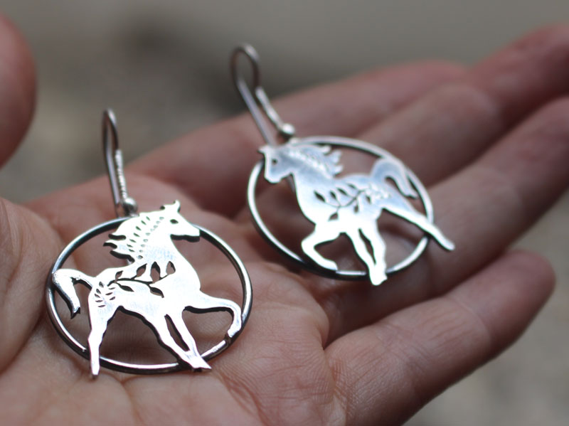 Arion, horse earrings in sterling silver