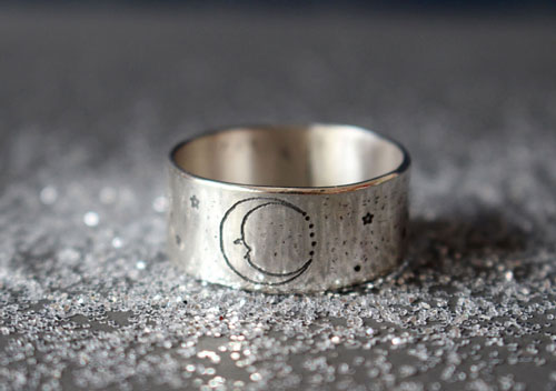 Artemis, Greek moon goddesses ring in sterling silver