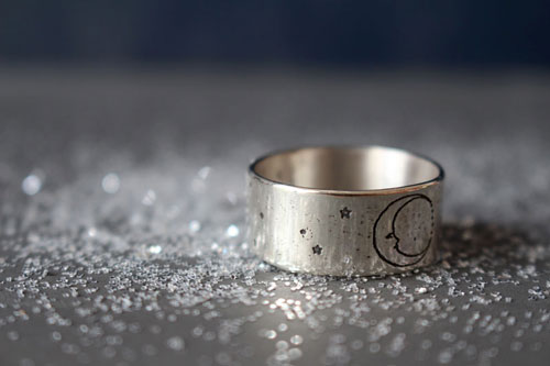 Artemis, Greek moon goddesses ring in sterling silver