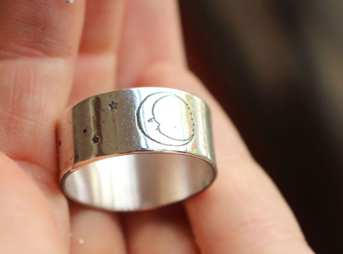 Artemis, Greek moon goddesses ring in sterling silver