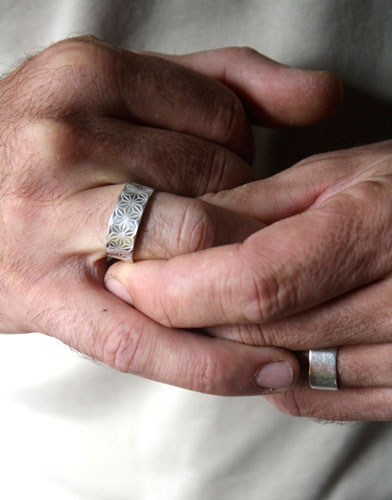 Asanoha, Japanese hemp leave ring in sterling silver