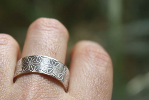 Asanoha, Japanese hemp leave ring in sterling silver