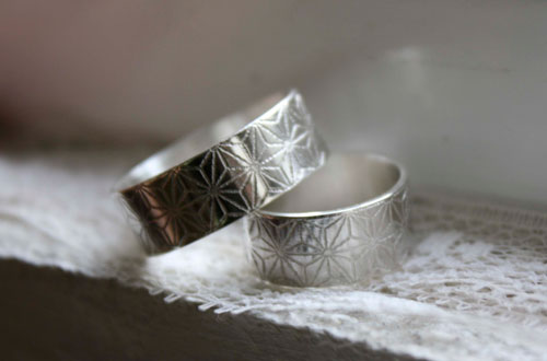 Asanoha, Japanese hemp leave ring in sterling silver