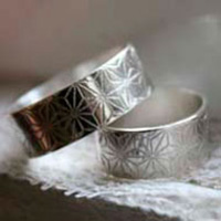 Asanoha, Japanese hemp leave ring in sterling silver 