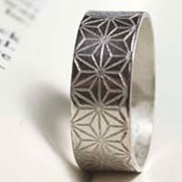 Asanoha, Japanese hemp leave ring in sterling silver 