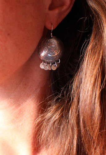 Astrolabe, astronomy earrings in sterling silver 