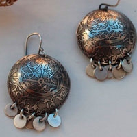 Astrolabe, astronomy earrings in sterling silver