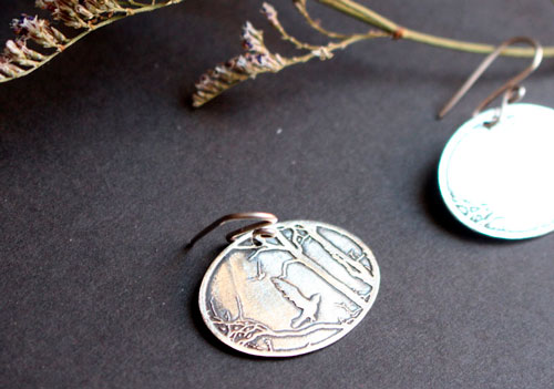 Autumn early morning, forest earrings in sterling silver