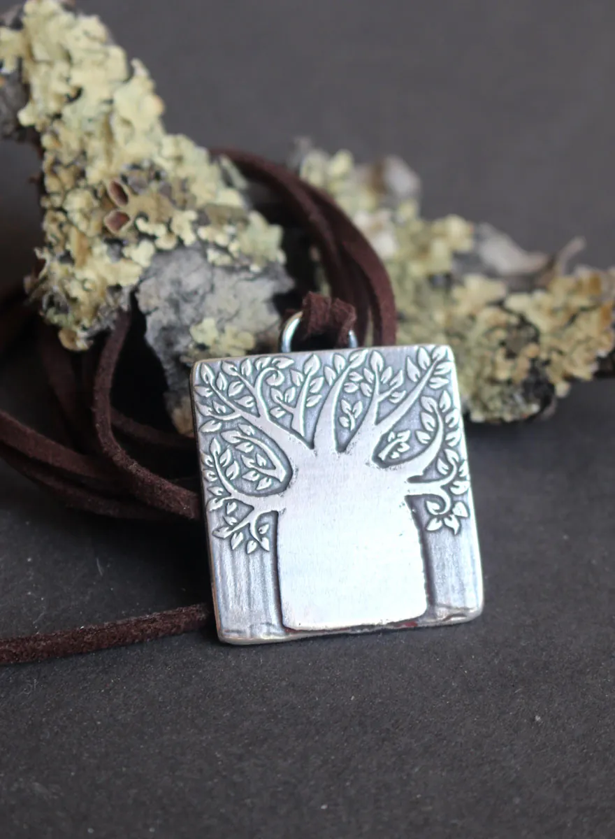 Baobab, tree of life necklace in sterling silver