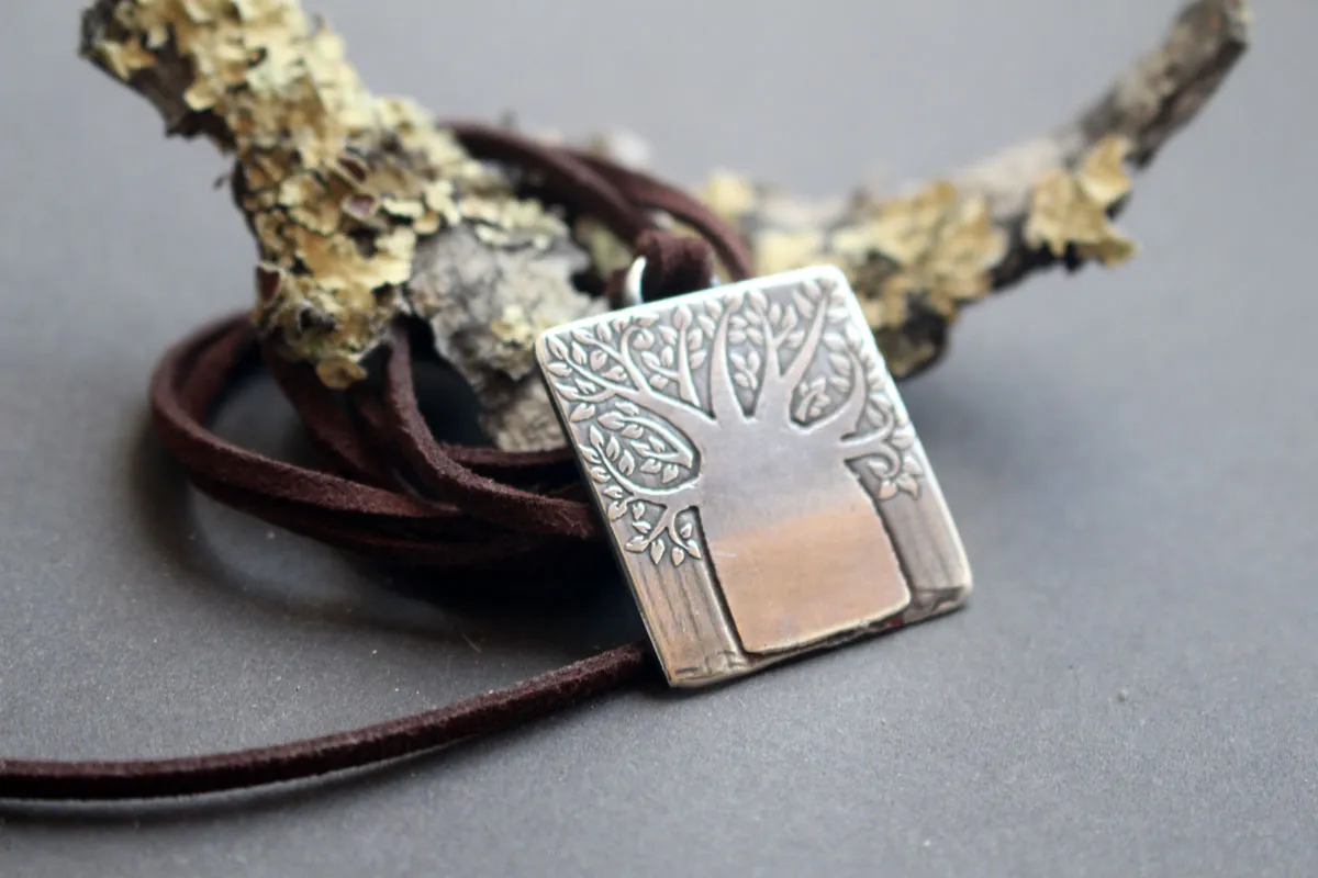 Baobab, tree of life necklace in sterling silver