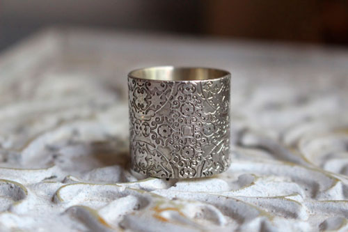 Baudelaire, romantic and symbolist spirit ring in sterling silver