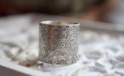Baudelaire, romantic and symbolist spirit ring in sterling silver