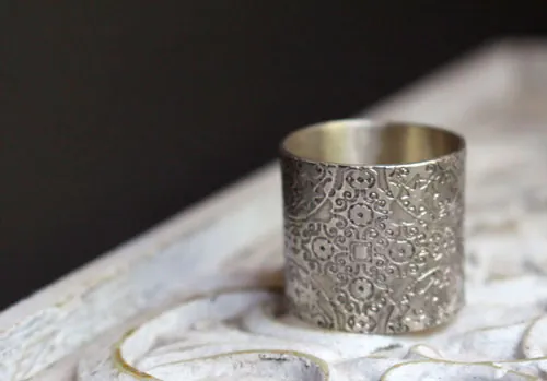 Baudelaire, romantic and symbolist spirit ring in sterling silver
