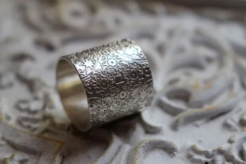 Baudelaire, romantic and symbolist spirit ring in sterling silver
