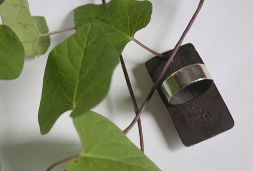 Be brave, encouragement ring in silver and Deschutes jasper