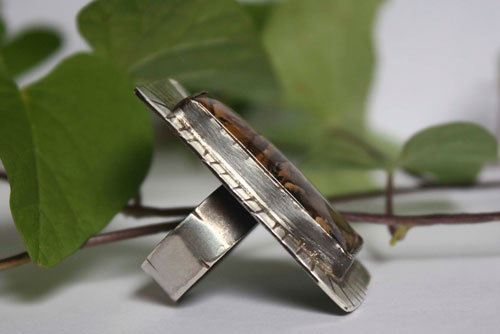 Be brave, encouragement ring in silver and Deschutes jasper