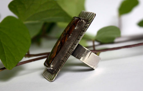 Be brave, encouragement ring in silver and Deschutes jasper