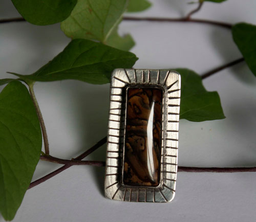 Be brave, encouragement ring in silver and Deschutes jasper