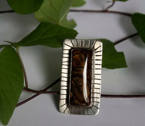 Be brave, encouragement ring in silver and Deschutes jasper