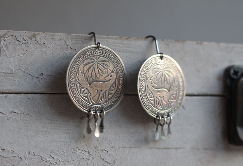 Bekuh, mexican dog earrings in sterling silver