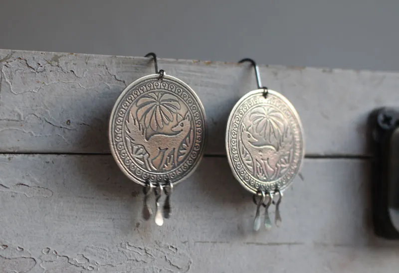 Bekuh, mexican dog earrings in sterling silver