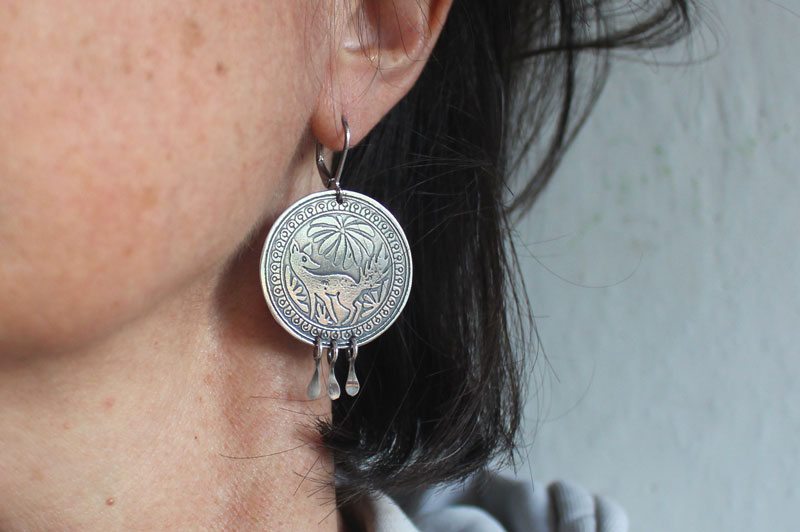 Bekuh, mexican dog earrings in sterling silver