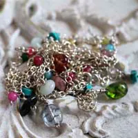 Berlingot, sweet softness necklace, anklet, and bracelet in silver, turquoise, amazonite, jade, quartz, pink tourmaline and green tourmaline