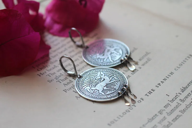 Bidxuin, mexican deer earrings in sterling silver