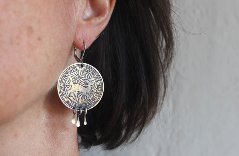 Bidxuin, mexican deer earrings in sterling silver