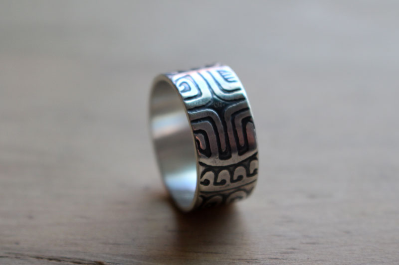 Big marquesan, polynesian ring in sterling silver