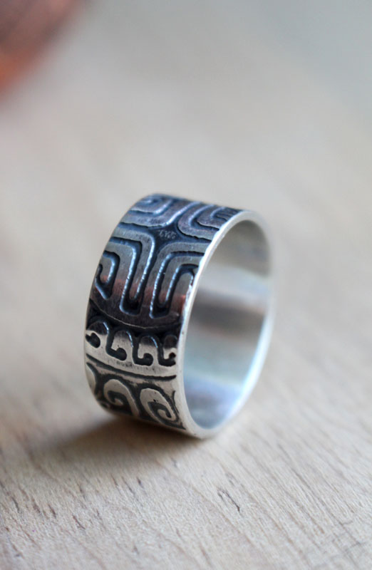 Big marquesan, polynesian ring in sterling silver