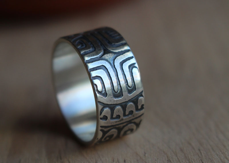 Big marquesan, polynesian ring in sterling silver