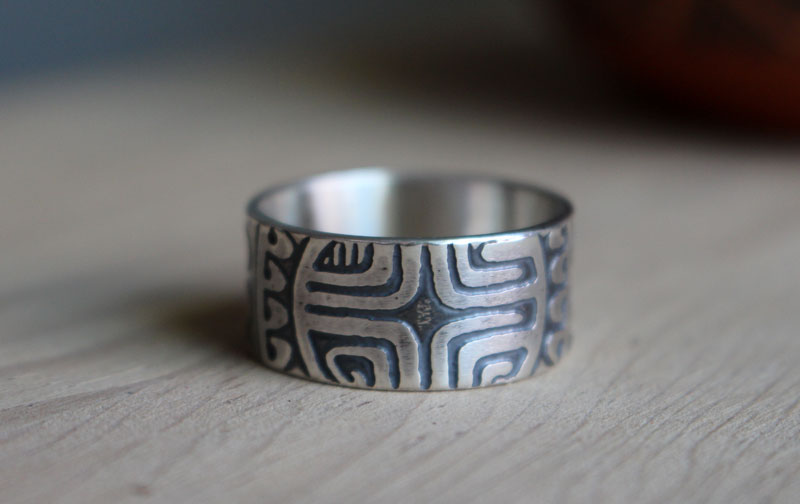 Big marquesan, polynesian ring in sterling silver