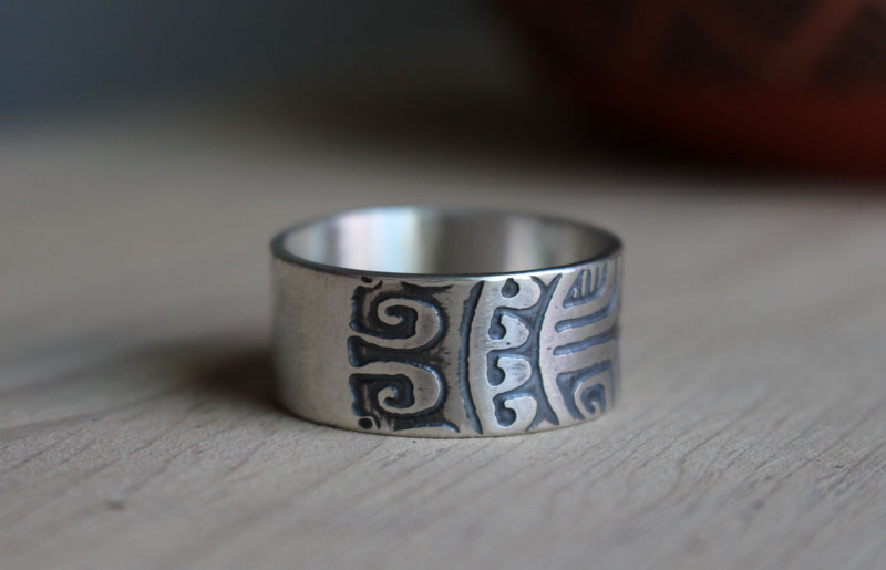 Big marquesan, polynesian ring in sterling silver
