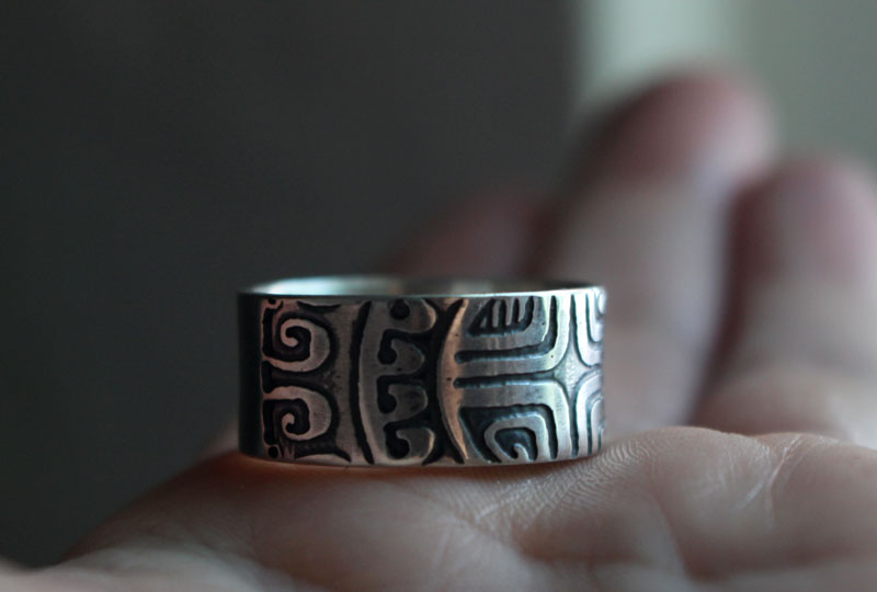 Big marquesan, polynesian ring in sterling silver