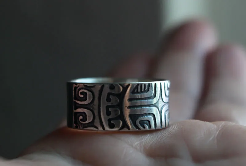 Big marquesan, polynesian ring in sterling silver