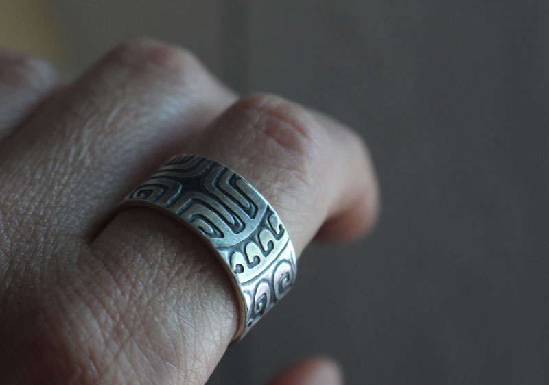 Big marquesan, polynesian ring in sterling silver