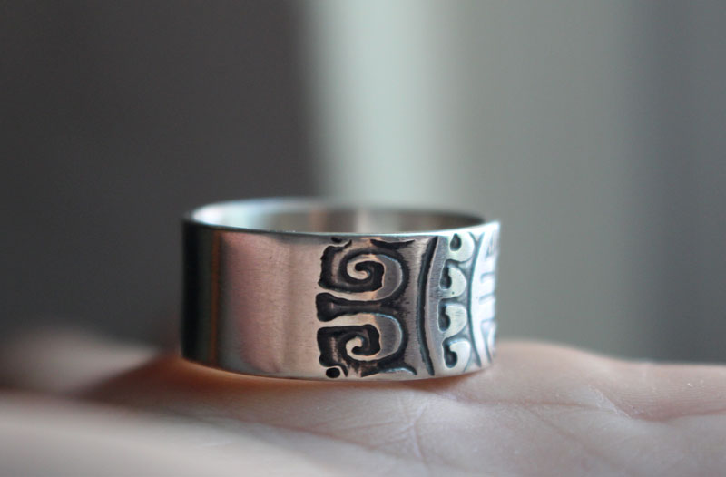 Big marquesan, polynesian ring in sterling silver