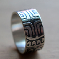 Big marquesan, polynesian ring in sterling silver