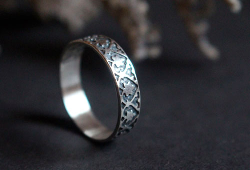 Bindweed, Medieval botanical ring in sterling silver