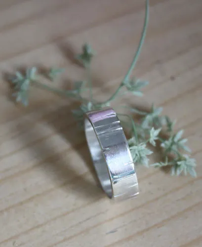 Birch, wisdom tree ring in sterling silver