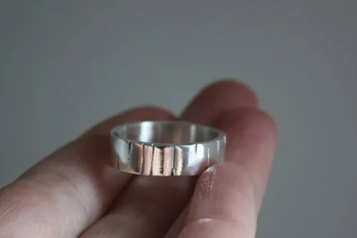 Birch, wisdom tree ring in sterling silver